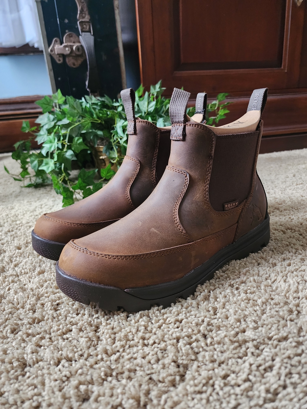 Rocky Men's Brown Slip-On Waterproof Boots